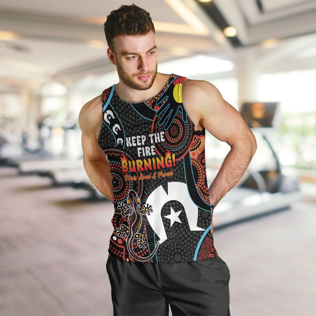 NAIDOC Week 2024 Men Tank Top Keep The Fire Burning Indigenous Art