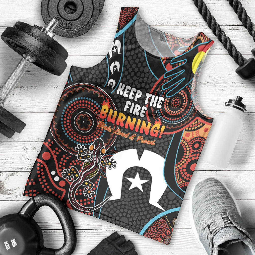 NAIDOC Week 2024 Men Tank Top Keep The Fire Burning Indigenous Art