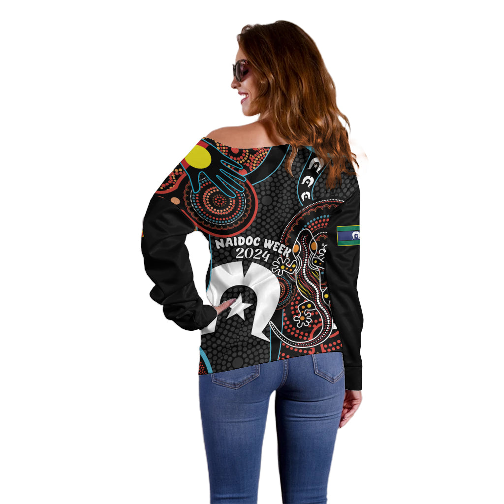 NAIDOC Week 2024 Off Shoulder Sweater Keep The Fire Burning Indigenous Art