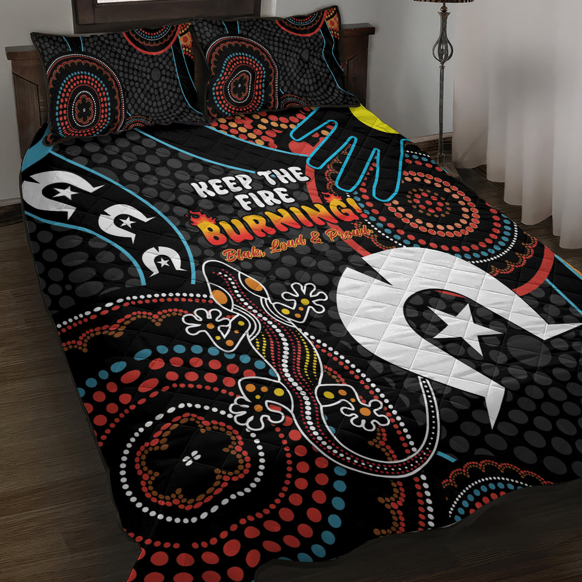 NAIDOC Week 2024 Quilt Bed Set Keep The Fire Burning Indigenous Art
