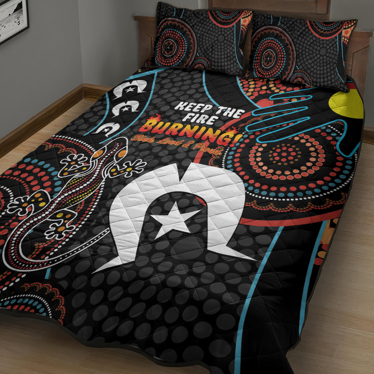 NAIDOC Week 2024 Quilt Bed Set Keep The Fire Burning Indigenous Art
