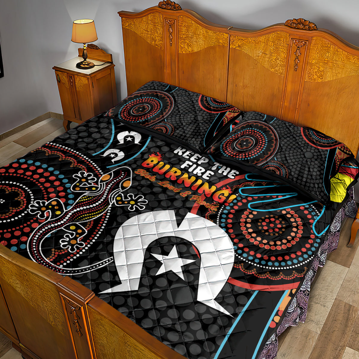 NAIDOC Week 2024 Quilt Bed Set Keep The Fire Burning Indigenous Art