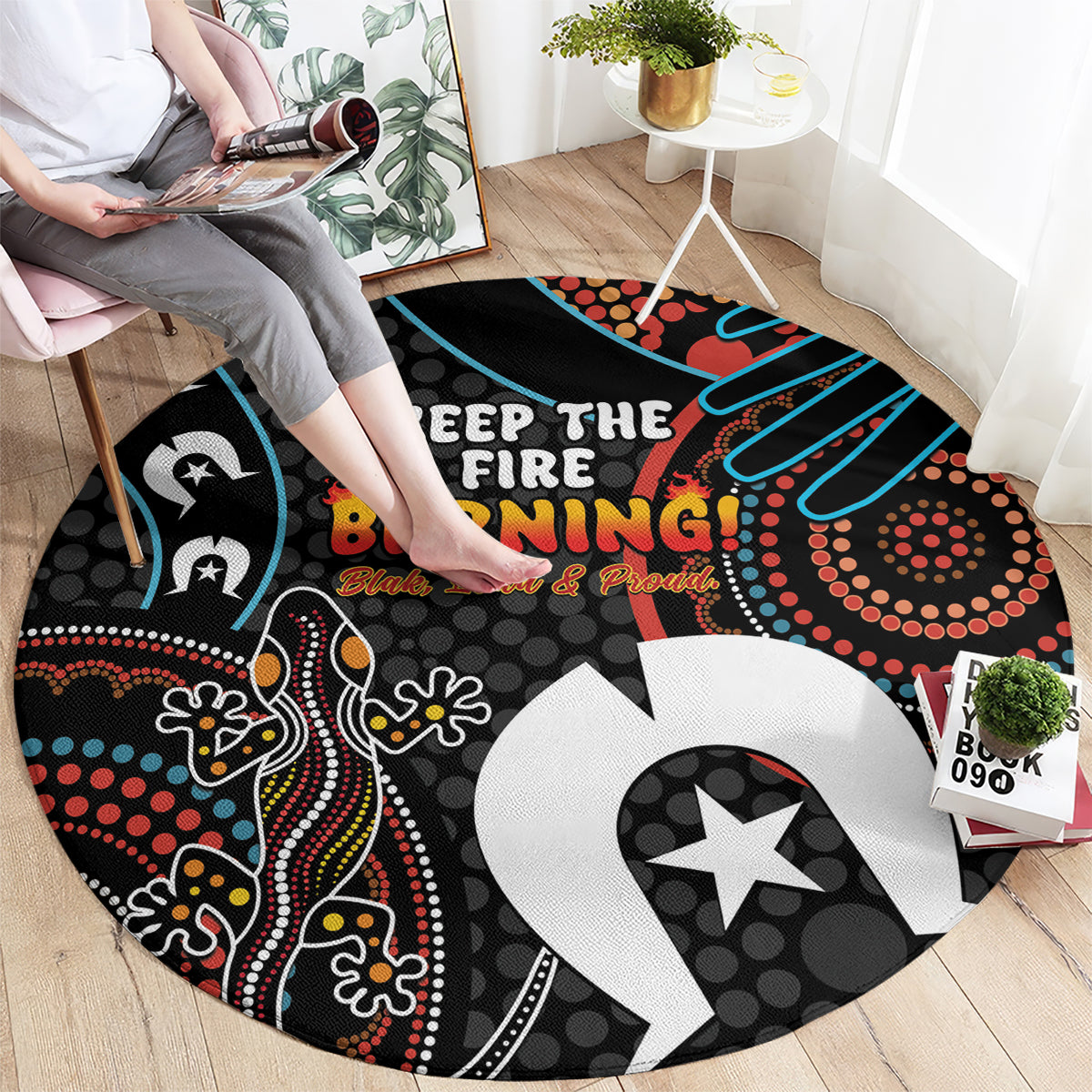 NAIDOC Week 2024 Round Carpet Keep The Fire Burning Indigenous Art