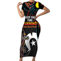 NAIDOC Week 2024 Short Sleeve Bodycon Dress Keep The Fire Burning Indigenous Art