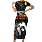 NAIDOC Week 2024 Short Sleeve Bodycon Dress Keep The Fire Burning Indigenous Art