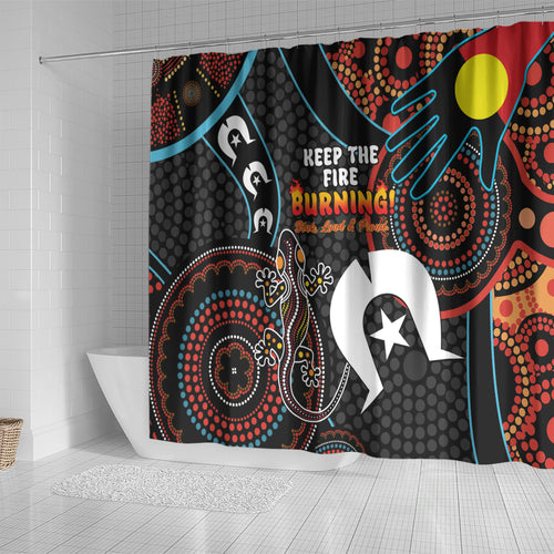 NAIDOC Week 2024 Shower Curtain Keep The Fire Burning Indigenous Art