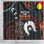 NAIDOC Week 2024 Shower Curtain Keep The Fire Burning Indigenous Art