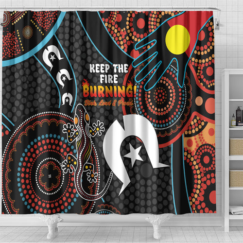 NAIDOC Week 2024 Shower Curtain Keep The Fire Burning Indigenous Art