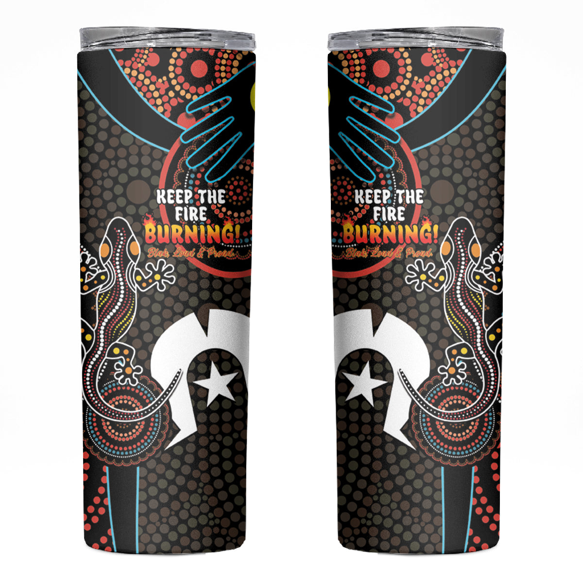 NAIDOC Week 2024 Skinny Tumbler Keep The Fire Burning Indigenous Art