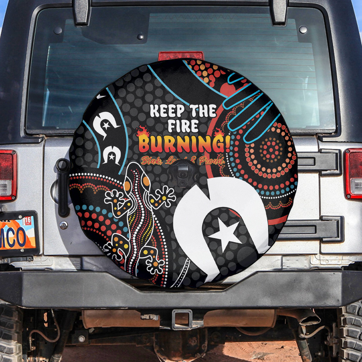 NAIDOC Week 2024 Spare Tire Cover Keep The Fire Burning Indigenous Art