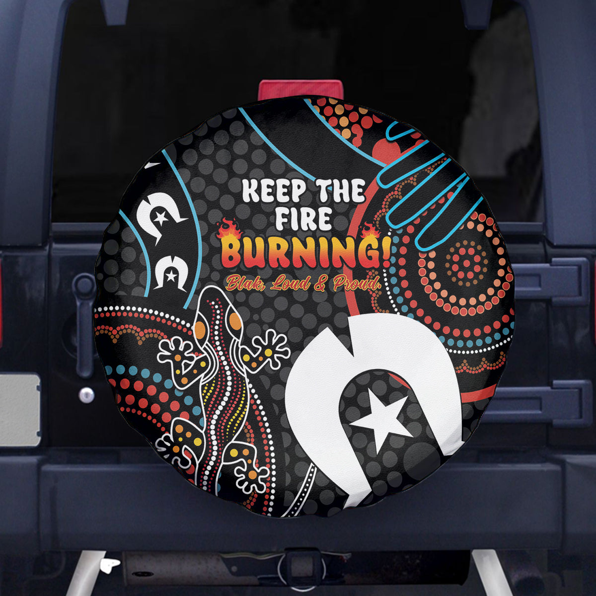 NAIDOC Week 2024 Spare Tire Cover Keep The Fire Burning Indigenous Art