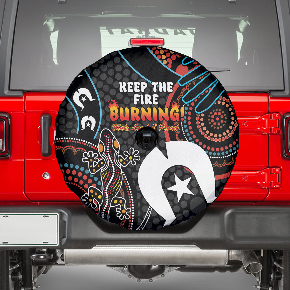 NAIDOC Week 2024 Spare Tire Cover Keep The Fire Burning Indigenous Art