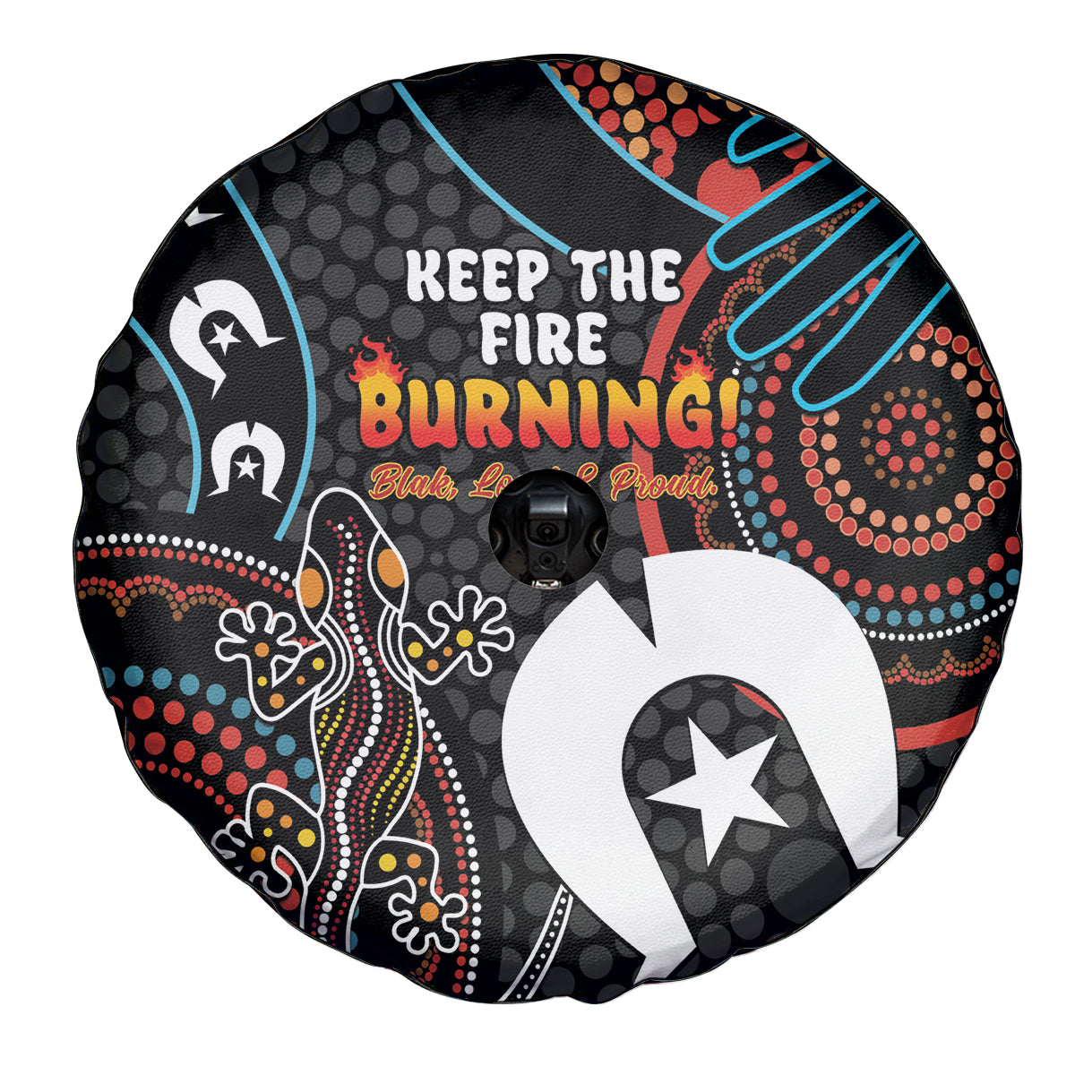 NAIDOC Week 2024 Spare Tire Cover Keep The Fire Burning Indigenous Art