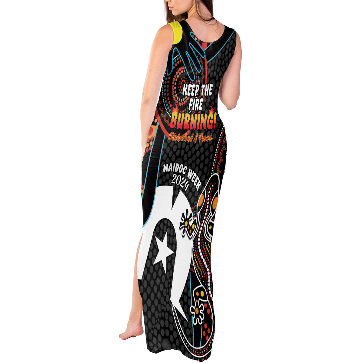 NAIDOC Week 2024 Tank Maxi Dress Keep The Fire Burning Indigenous Art