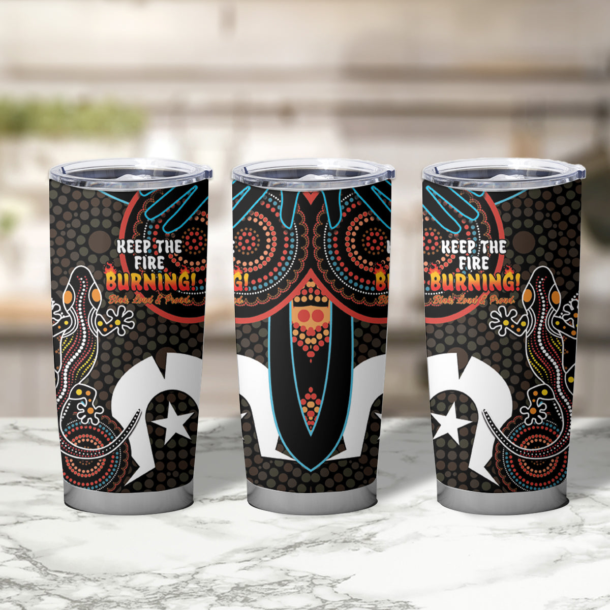 NAIDOC Week 2024 Tumbler Cup Keep The Fire Burning Indigenous Art