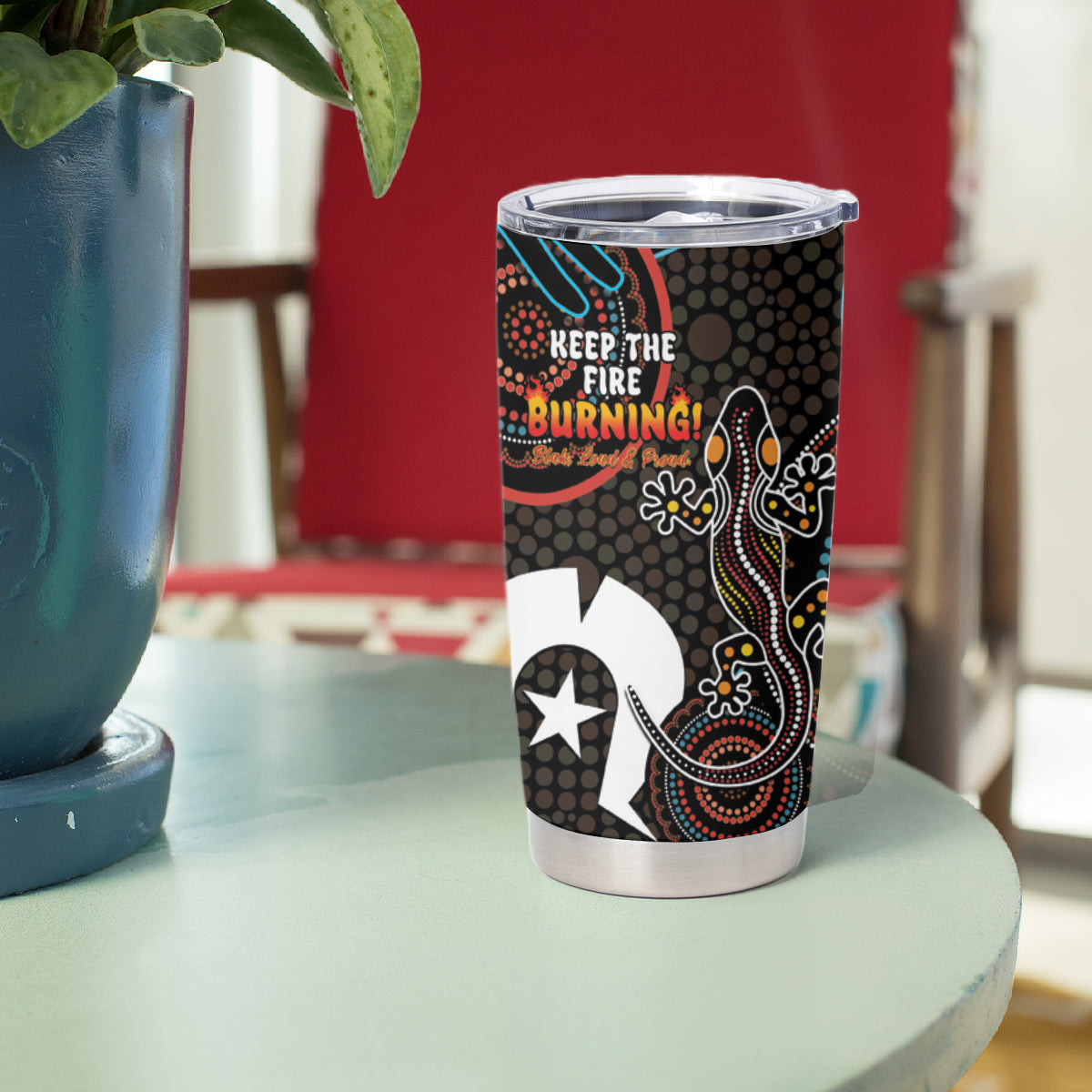 NAIDOC Week 2024 Tumbler Cup Keep The Fire Burning Indigenous Art