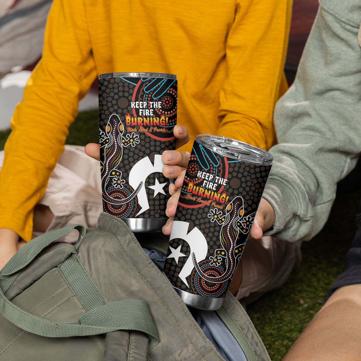 NAIDOC Week 2024 Tumbler Cup Keep The Fire Burning Indigenous Art