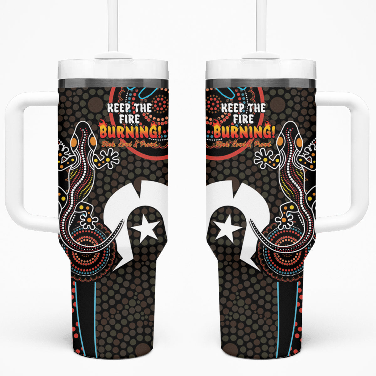 NAIDOC Week 2024 Tumbler With Handle Keep The Fire Burning Indigenous Art