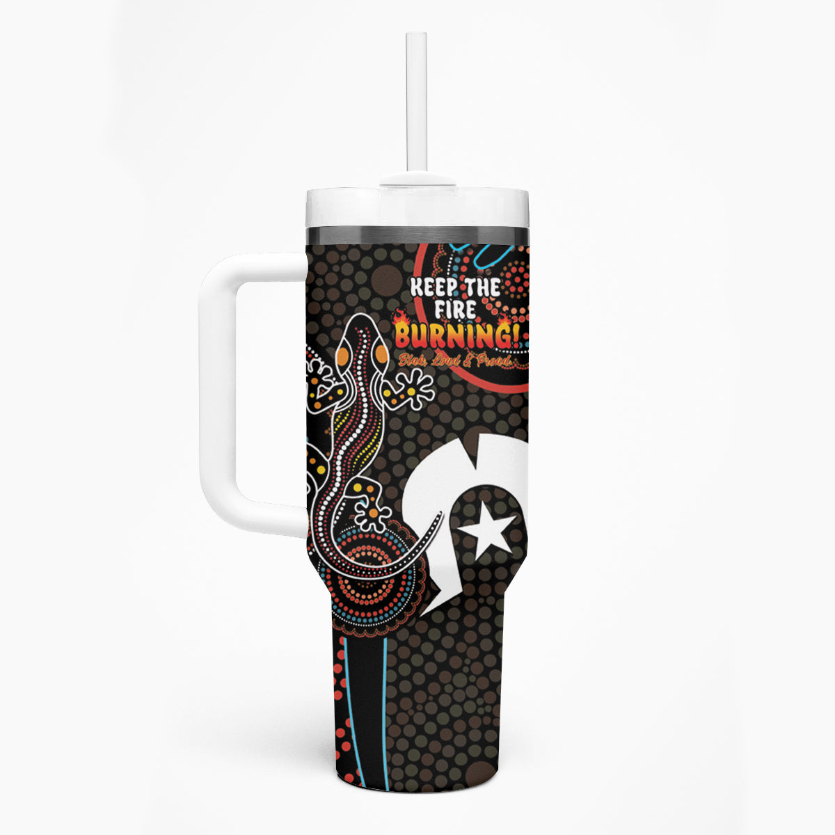 NAIDOC Week 2024 Tumbler With Handle Keep The Fire Burning Indigenous Art