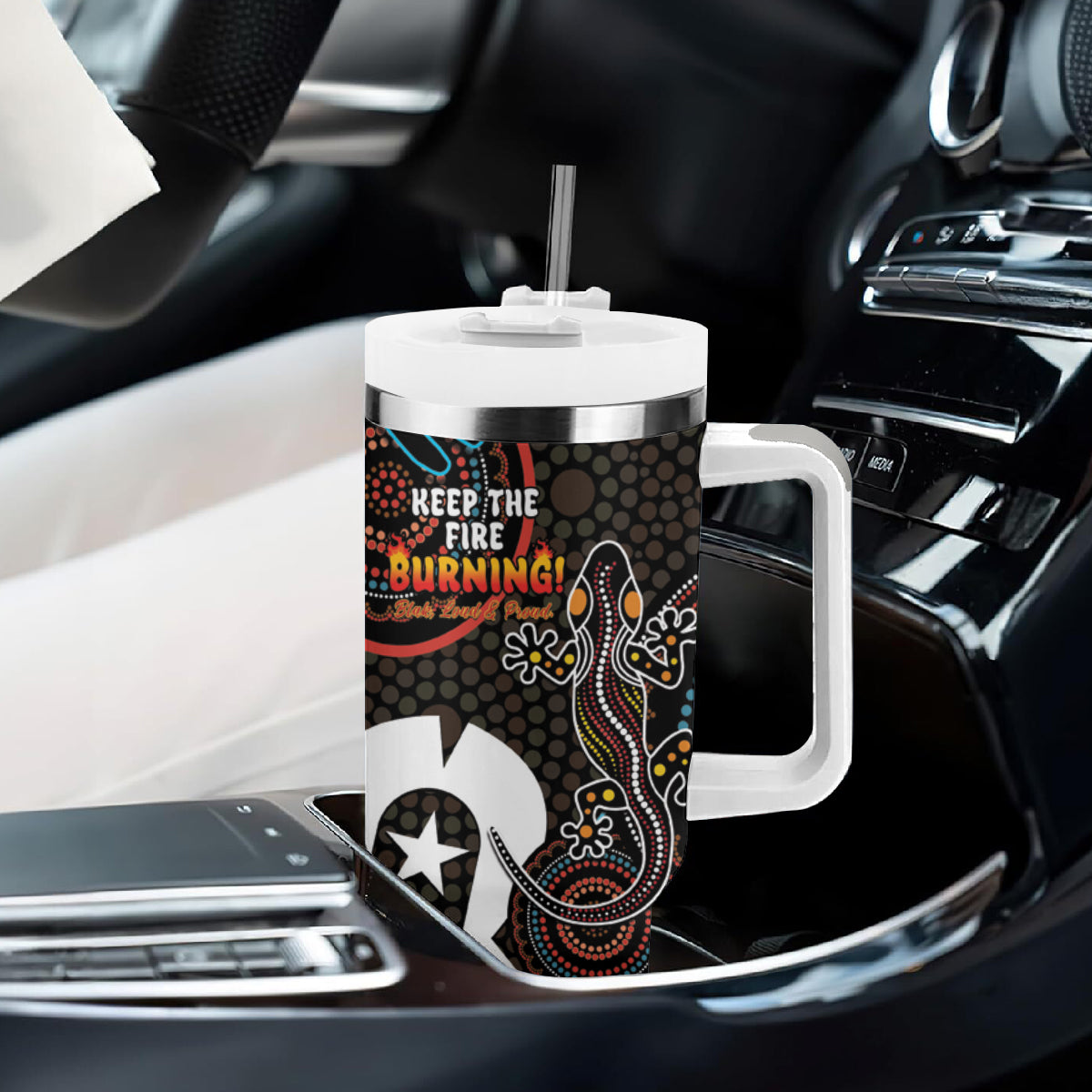 NAIDOC Week 2024 Tumbler With Handle Keep The Fire Burning Indigenous Art