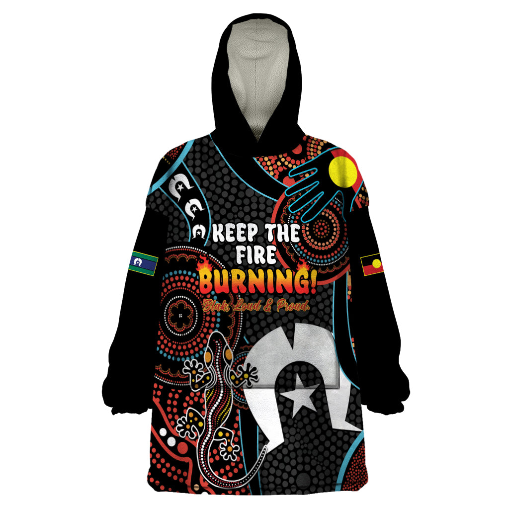 NAIDOC Week 2024 Wearable Blanket Hoodie Keep The Fire Burning Indigenous Art