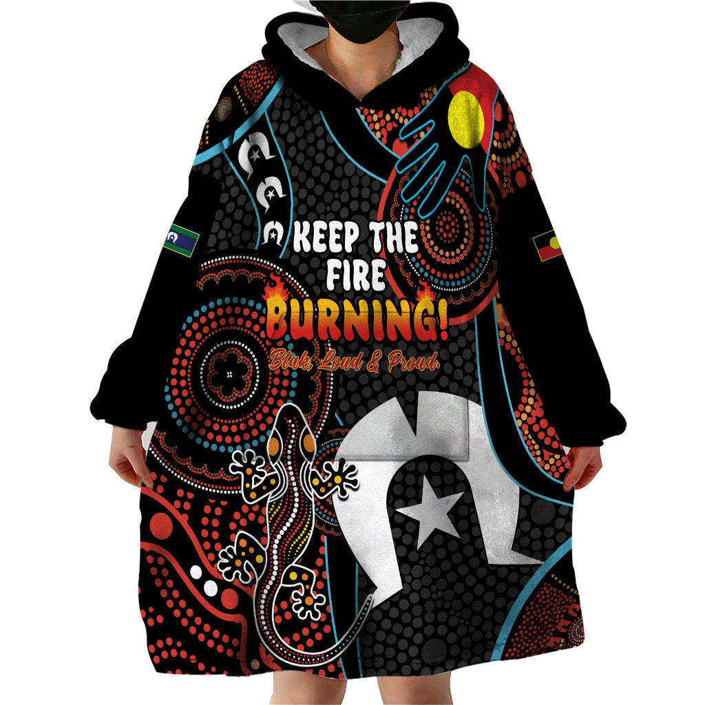 NAIDOC Week 2024 Wearable Blanket Hoodie Keep The Fire Burning Indigenous Art