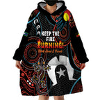 NAIDOC Week 2024 Wearable Blanket Hoodie Keep The Fire Burning Indigenous Art