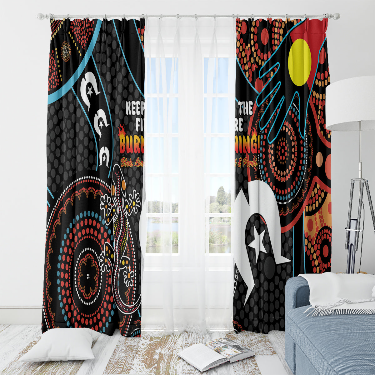 NAIDOC Week 2024 Window Curtain Keep The Fire Burning Indigenous Art