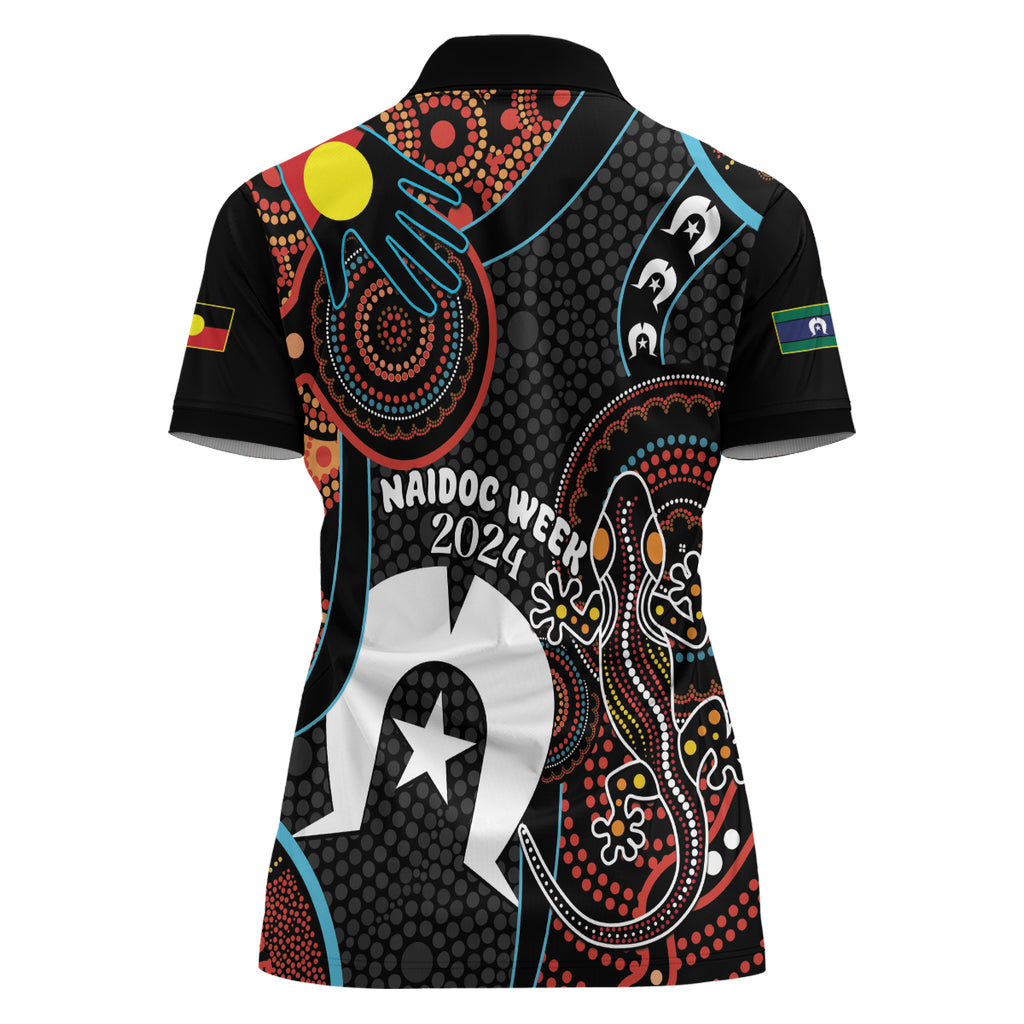 NAIDOC Week 2024 Women Polo Shirt Keep The Fire Burning Indigenous Art
