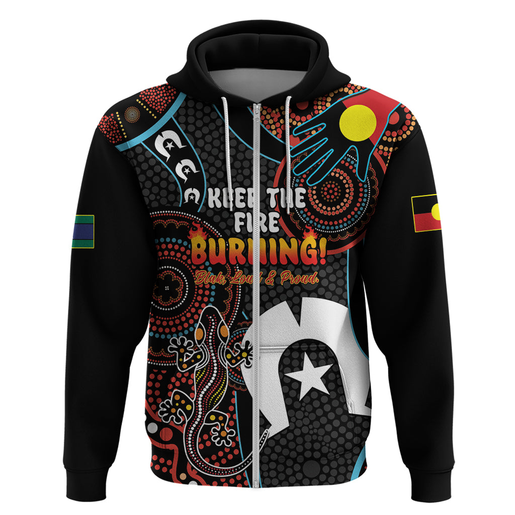 NAIDOC Week 2024 Zip Hoodie Keep The Fire Burning Indigenous Art