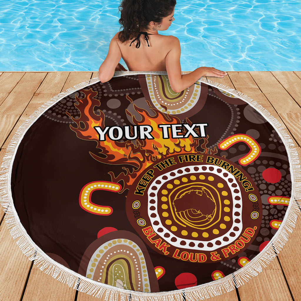 Personalised NAIDOC Week 2024 Beach Blanket Aussie Map With Aboriginal