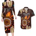 Personalised NAIDOC Week 2024 Couples Matching Long Sleeve Bodycon Dress and Hawaiian Shirt Aussie Map With Aboriginal