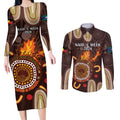 Personalised NAIDOC Week 2024 Couples Matching Long Sleeve Bodycon Dress and Long Sleeve Button Shirt Aussie Map With Aboriginal