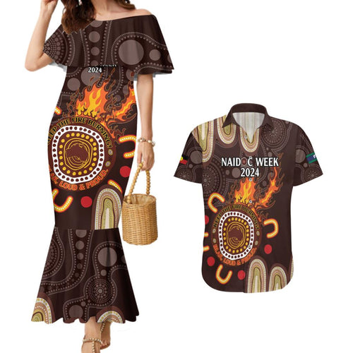 Personalised NAIDOC Week 2024 Couples Matching Mermaid Dress and Hawaiian Shirt Aussie Map With Aboriginal