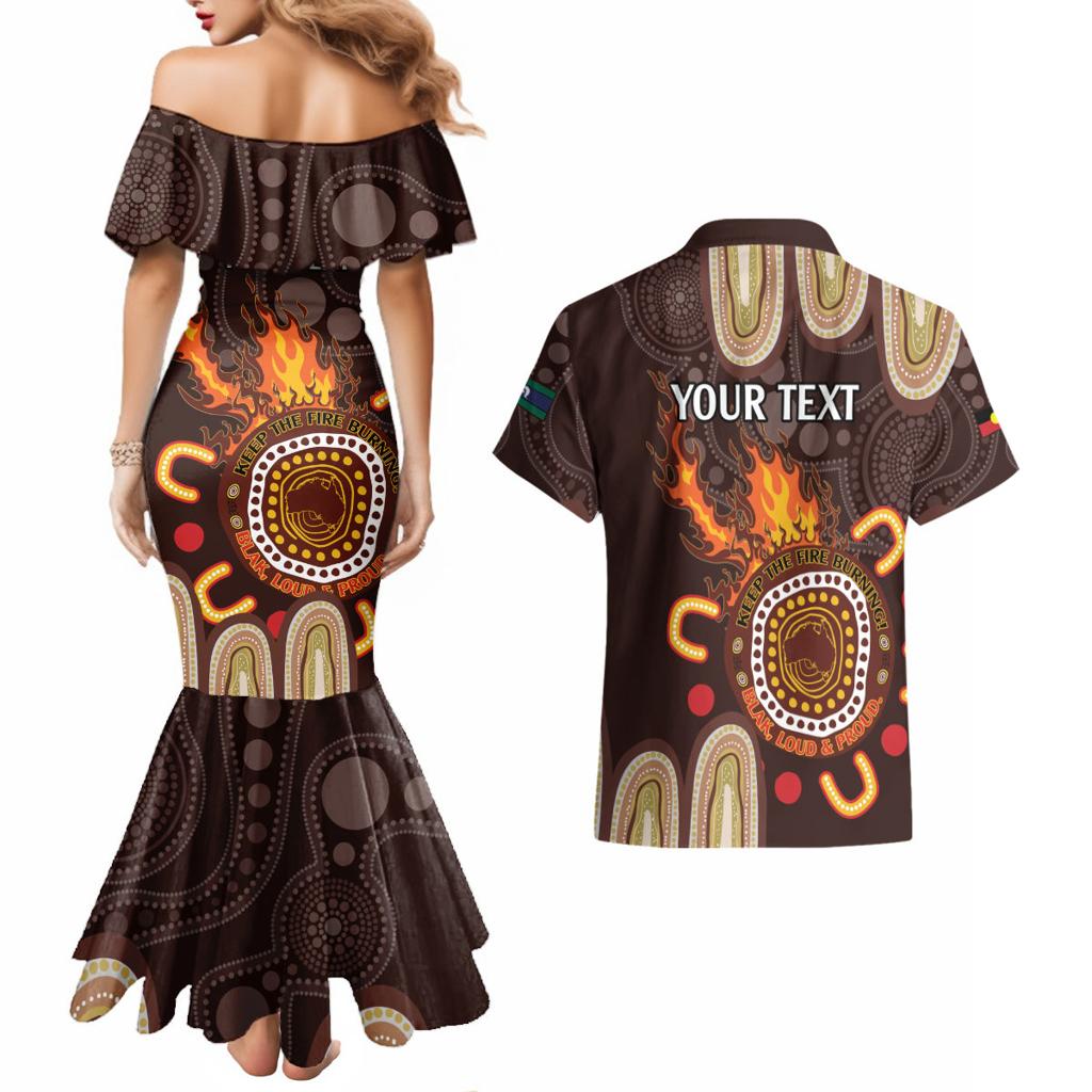 Personalised NAIDOC Week 2024 Couples Matching Mermaid Dress and Hawaiian Shirt Aussie Map With Aboriginal