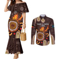 Personalised NAIDOC Week 2024 Couples Matching Mermaid Dress and Long Sleeve Button Shirt Aussie Map With Aboriginal