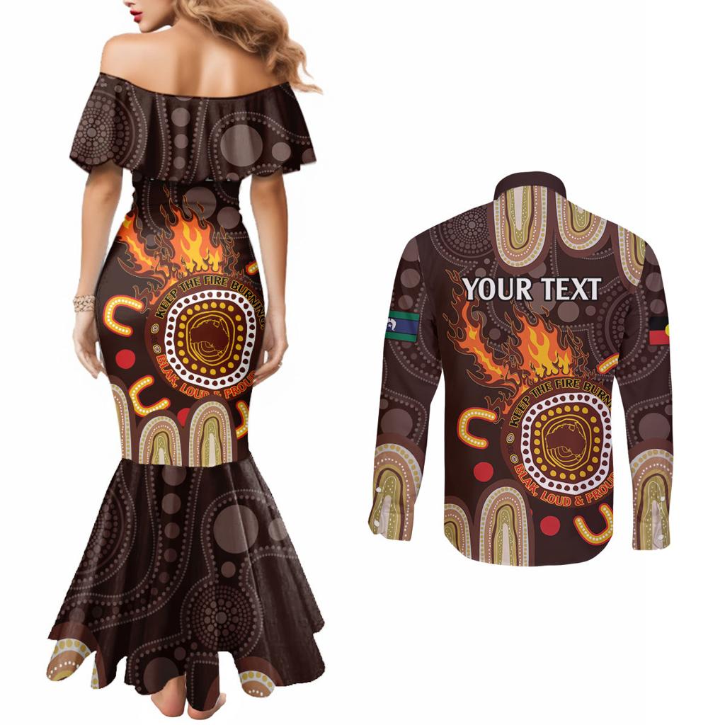 Personalised NAIDOC Week 2024 Couples Matching Mermaid Dress and Long Sleeve Button Shirt Aussie Map With Aboriginal
