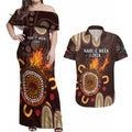 Personalised NAIDOC Week 2024 Couples Matching Off Shoulder Maxi Dress and Hawaiian Shirt Aussie Map With Aboriginal