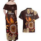 Personalised NAIDOC Week 2024 Couples Matching Off Shoulder Maxi Dress and Hawaiian Shirt Aussie Map With Aboriginal