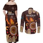 Personalised NAIDOC Week 2024 Couples Matching Off Shoulder Maxi Dress and Long Sleeve Button Shirt Aussie Map With Aboriginal