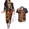 Personalised NAIDOC Week 2024 Couples Matching Off The Shoulder Long Sleeve Dress and Hawaiian Shirt Aussie Map With Aboriginal