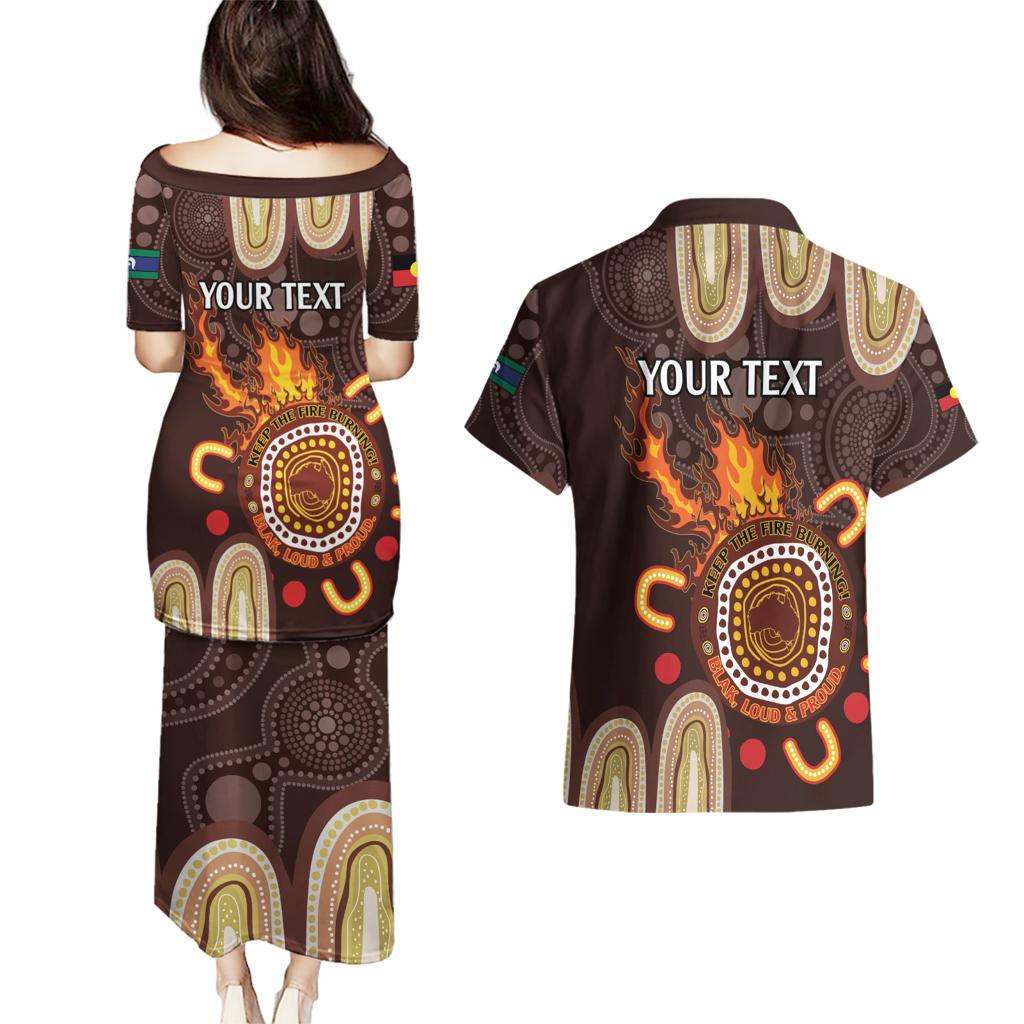 Personalised NAIDOC Week 2024 Couples Matching Puletasi and Hawaiian Shirt Aussie Map With Aboriginal