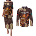 Personalised NAIDOC Week 2024 Couples Matching Puletasi and Long Sleeve Button Shirt Aussie Map With Aboriginal