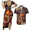 Personalised NAIDOC Week 2024 Couples Matching Short Sleeve Bodycon Dress and Hawaiian Shirt Aussie Map With Aboriginal