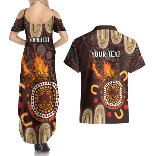 Personalised NAIDOC Week 2024 Couples Matching Summer Maxi Dress and Hawaiian Shirt Aussie Map With Aboriginal