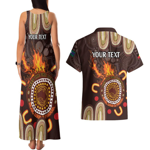 Personalised NAIDOC Week 2024 Couples Matching Tank Maxi Dress and Hawaiian Shirt Aussie Map With Aboriginal
