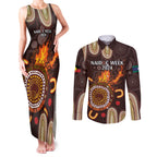 Personalised NAIDOC Week 2024 Couples Matching Tank Maxi Dress and Long Sleeve Button Shirt Aussie Map With Aboriginal