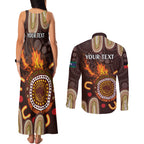 Personalised NAIDOC Week 2024 Couples Matching Tank Maxi Dress and Long Sleeve Button Shirt Aussie Map With Aboriginal