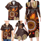 Personalised NAIDOC Week 2024 Family Matching Long Sleeve Bodycon Dress and Hawaiian Shirt Aussie Map With Aboriginal
