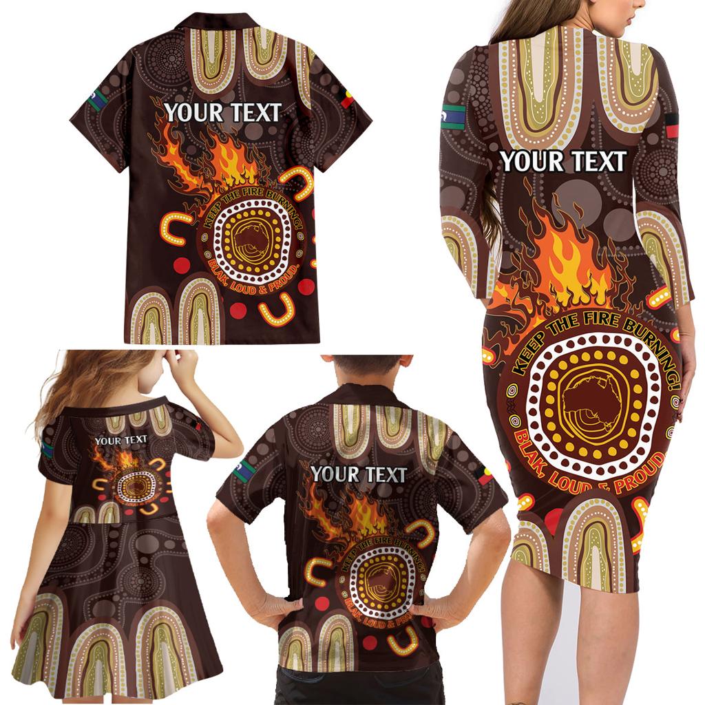 Personalised NAIDOC Week 2024 Family Matching Long Sleeve Bodycon Dress and Hawaiian Shirt Aussie Map With Aboriginal